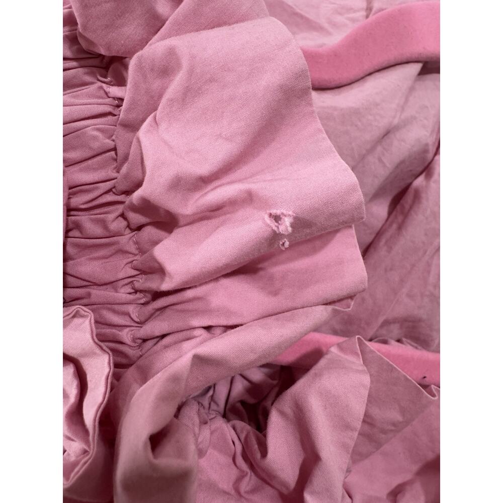 GANNI Cold-shoulder Shirred Cotton-poplin Midi Dress In Pink Size 36 - Picture 4 of 5